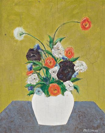 ARNOLD FRIEDMAN Still Life with a Vase of Flowers on a Table.